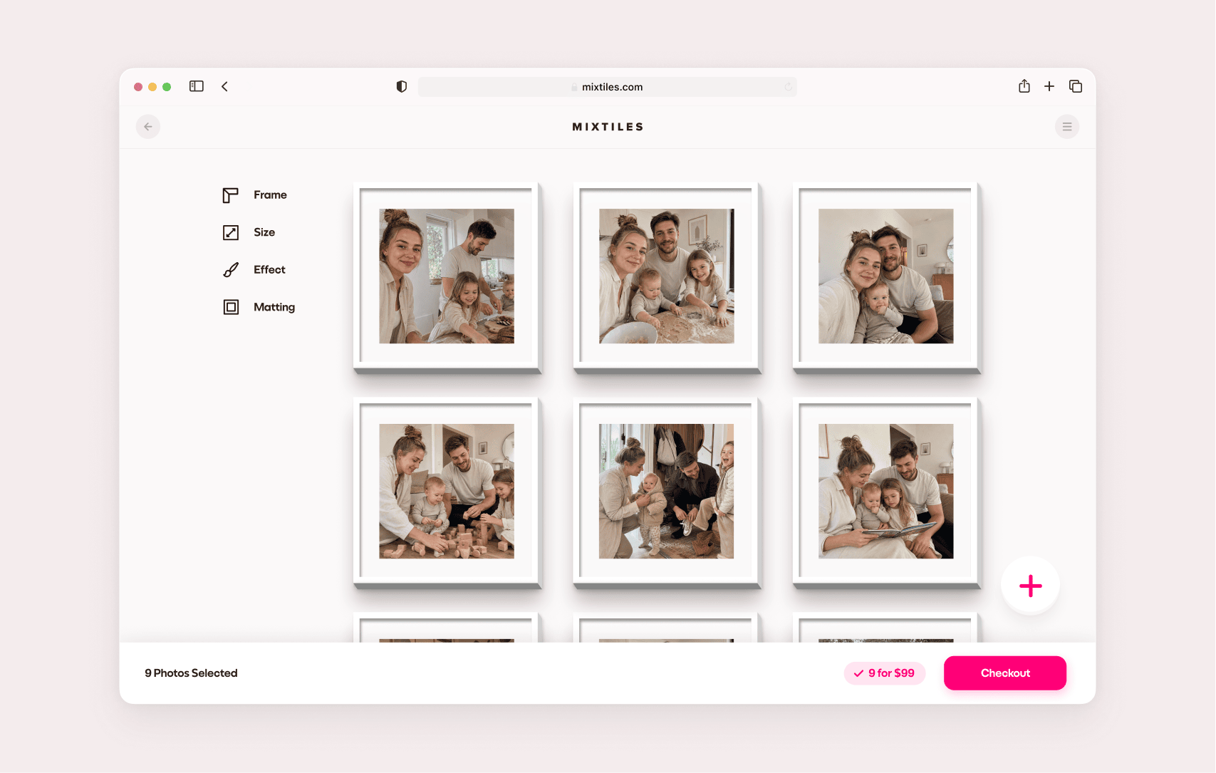 Mixtiles web interface